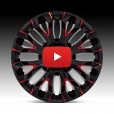 Fuel Quake D829 Gloss Black Red Milled Custom Truck Wheels 4